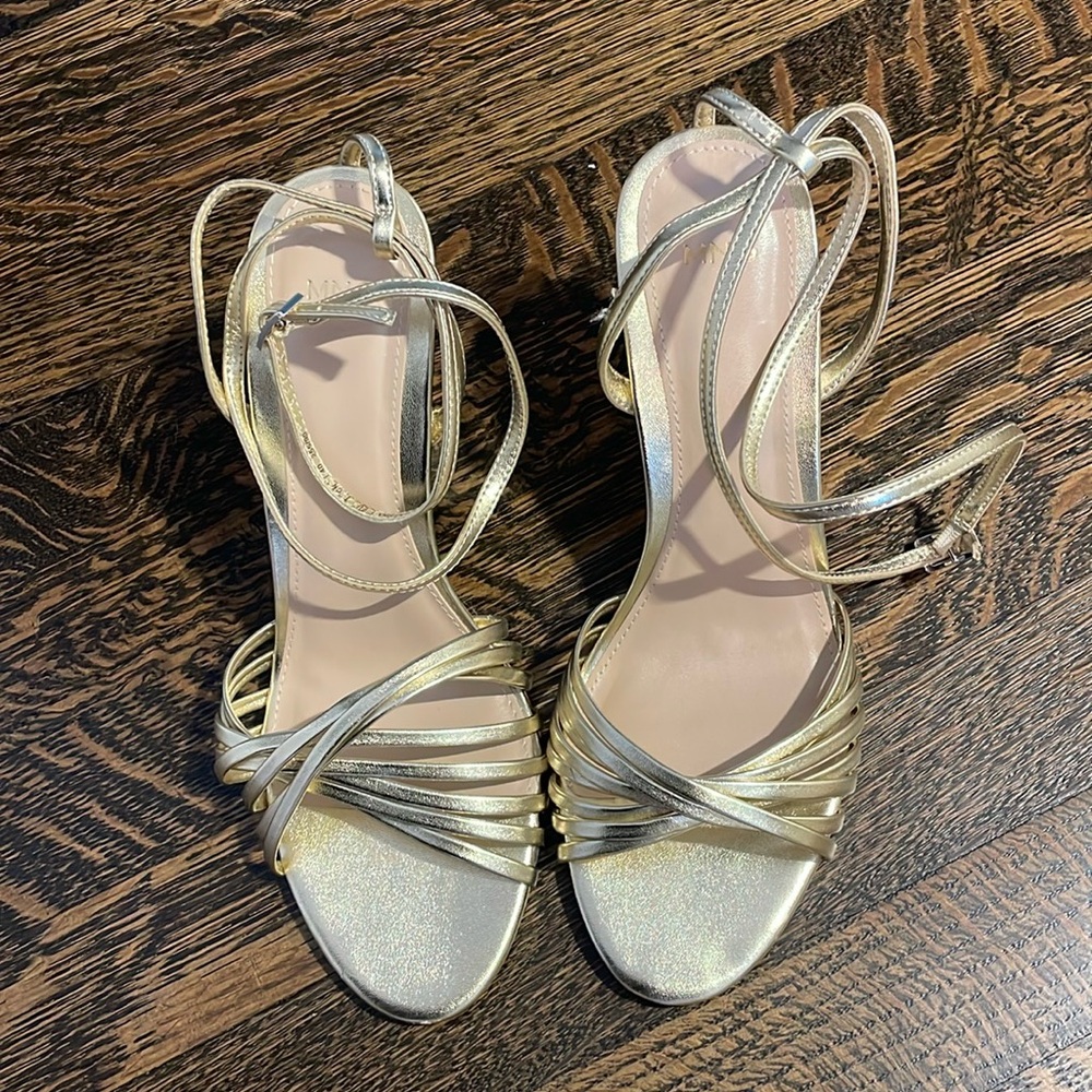 MANGO strappy gold leather sandals, size 40, never worn